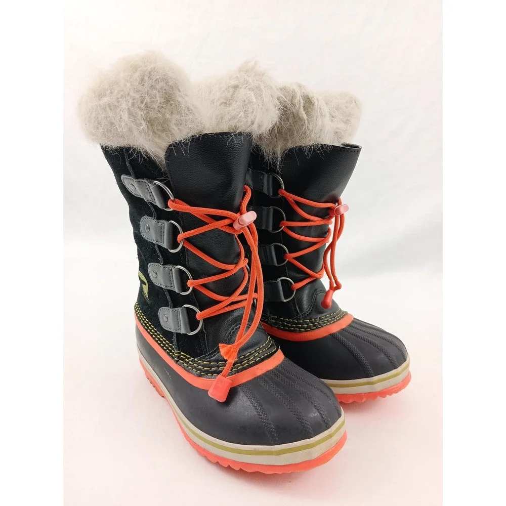 Sorel Winter Carnival Waterproof Snow Boots Women's Size 2 Youth Black Orange‎